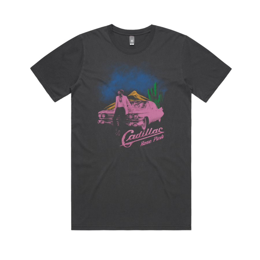VINTAGE PINK CADILLAC / FADED BLACK T-SHIRT (with back print)